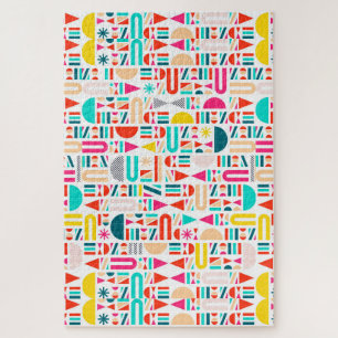 Cute colourful geometric forms patterns jigsaw puzzle