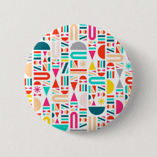 Cute colourful geometric forms patterns votive can 6 cm round badge