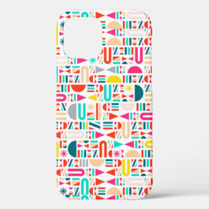 Cute colourful geometric forms patterns votive can iPhone 12 case