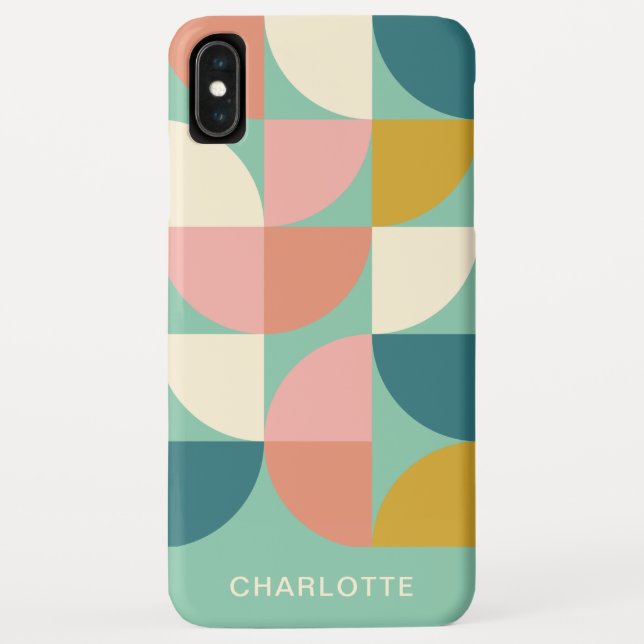 Cute Colourful Geometric Pattern Teal Personalised Case-Mate iPhone Case (Back)