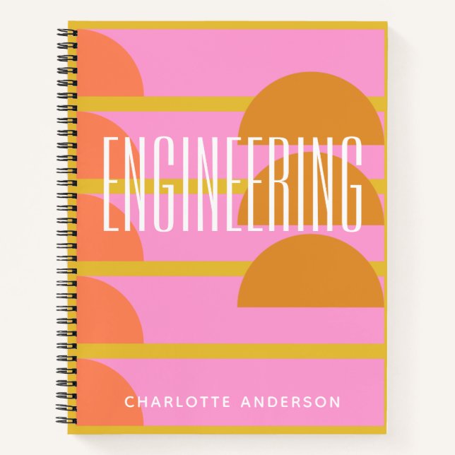 Cute Colourful Geometric Personalised Graph Subjec Notebook (Front)