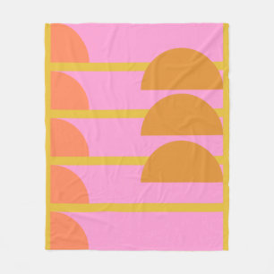 Cute Colourful Geometric Scandinavian Art Pink Fleece Blanket