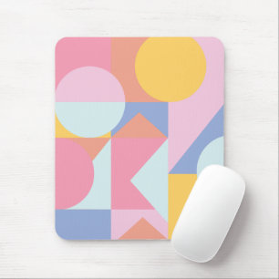 Cute Colourful Geometric Shapes Collage Artwork Mouse Mat