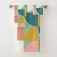 Cute Colourful Geometric Shapes Pattern in Teal