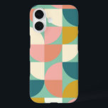 Cute Colourful Geometric Shapes Pattern in Teal iPhone 16 Case<br><div class="desc">A fun retro mid century modern style geometric shapes pattern in cute colour shades of teal,  mustard,  coral,  and pink.</div>