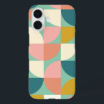 Cute Colourful Geometric Shapes Pattern in Teal iPhone 16 Case<br><div class="desc">A fun retro mid century modern style geometric shapes pattern in cute colour shades of teal,  mustard,  coral,  and pink.</div>