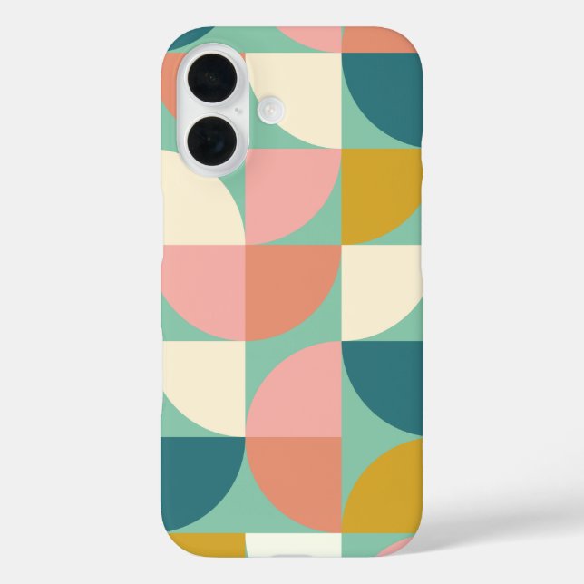 Cute Colourful Geometric Shapes Pattern in Teal Case-Mate iPhone Case (Back)