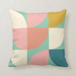 Cute Colourful Geometric Shapes Pattern in Teal Cushion<br><div class="desc">A fun retro mid century modern style geometric shapes pattern in cute colour shades of teal,  mustard,  coral,  and pink.</div>