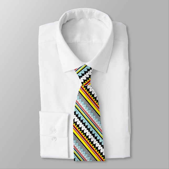 Cute colourful geometric stripes pattern tie (Tied)