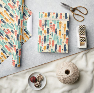 Cute Colourful Ghosts Halloween Wrapping Paper