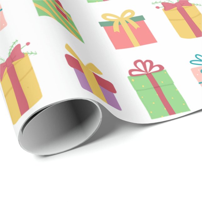 Cute Colourful Gift Boxes Pattern Wrapping Paper (Roll Corner)