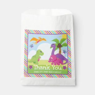 Cute Colourful Girl Dinosaur Friends Birthday Favour Bags