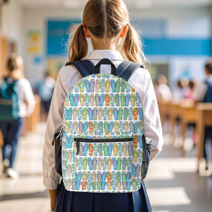 Cute Colourful Girl Flip Flops Pattern Printed Backpack