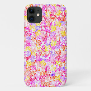 Cute colourful girly abstract flowers pattern iPhone 11 case