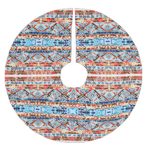 Cute colourful girly aztec patterns brushed polyester tree skirt