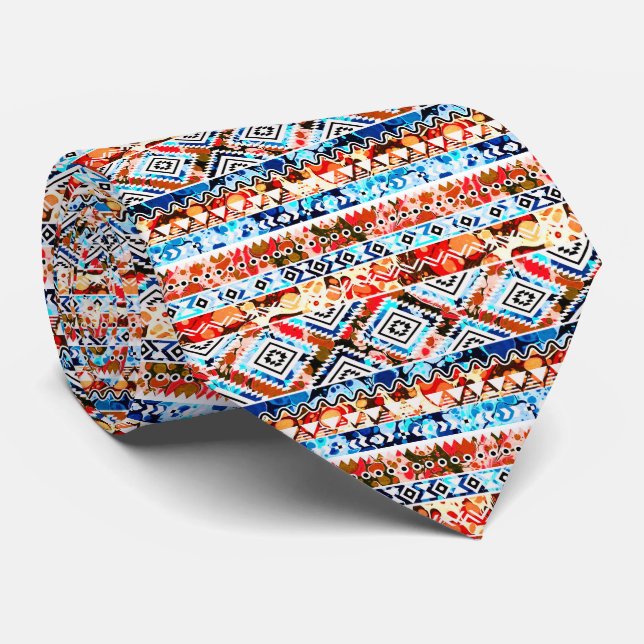 Cute colourful girly aztec patterns tie (Rolled)