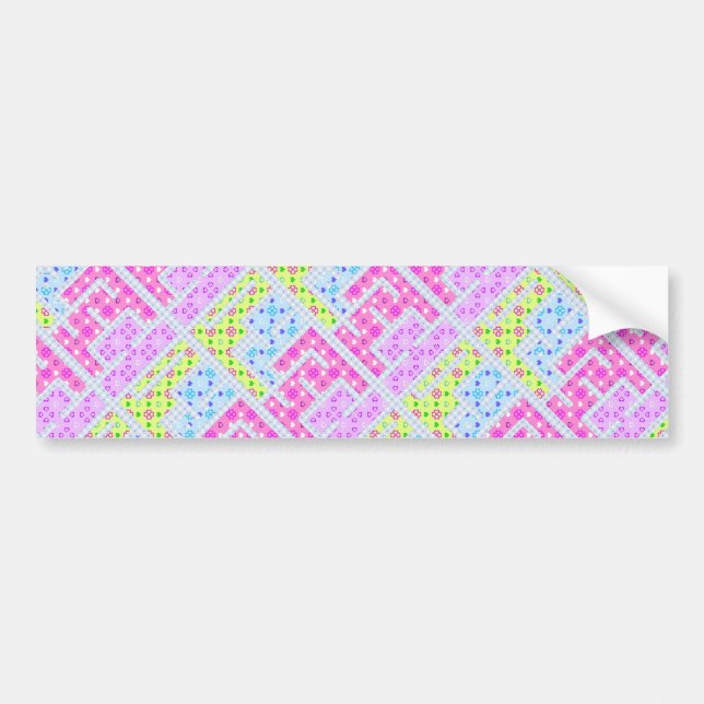 Cute colourful girly geometric graffiti patterns l bumper sticker (Front)