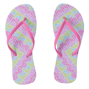Cute colourful girly geometric graffiti patterns l flip flops