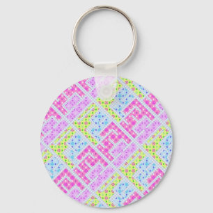 Cute colourful girly geometric graffiti patterns l key ring