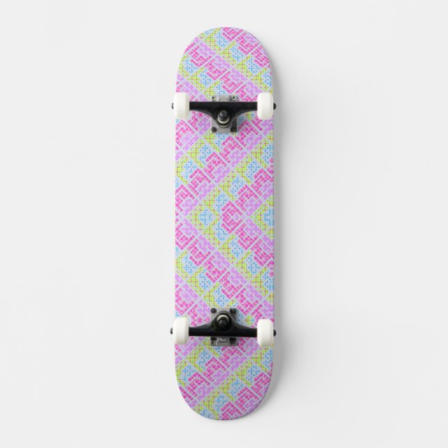 Cute colourful girly geometric graffiti patterns l skateboard (Front)