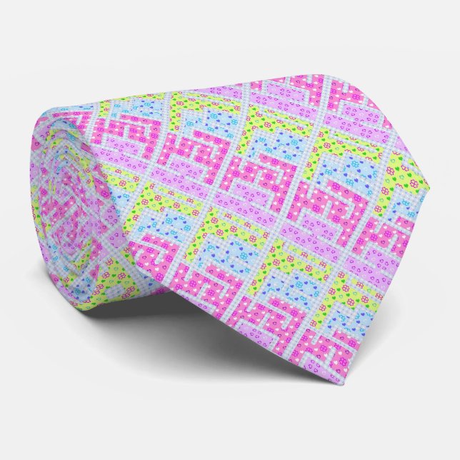Cute colourful girly geometric graffiti patterns tie (Rolled)