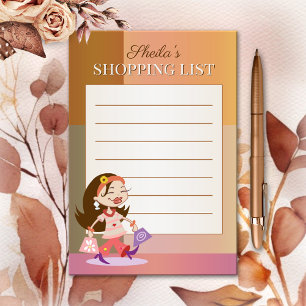 Cute Colourful Girly Shopping Girl Post-it Notes