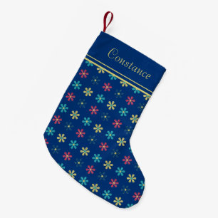 Cute Colourful Glitter Floral Pattern Small Christmas Stocking