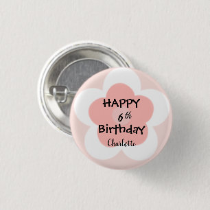 Cute colourful Gradient daisy flower Birthday name 3 Cm Round Badge