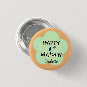Cute colourful Gradient daisy flower Birthday name 3 Cm Round Badge