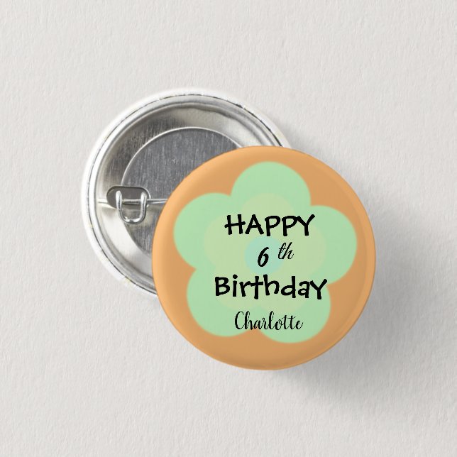 Cute colourful Gradient daisy flower Birthday name 3 Cm Round Badge (Front & Back)