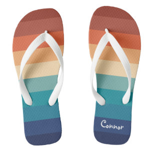 Cute Colourful Gradient Striped Pattern Flip Flops