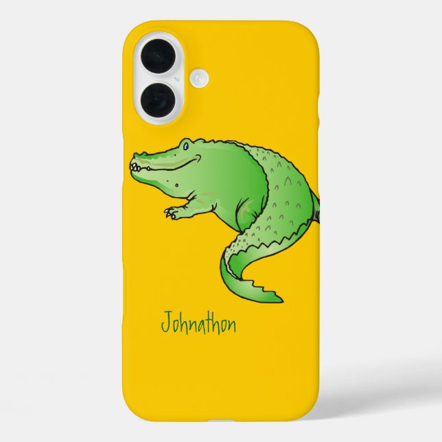 Cute Colourful Green and Yellow Alligator Case-Mate iPhone Case (Back)