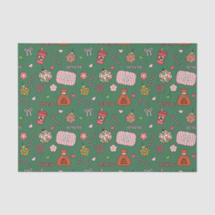 Cute Colourful Green Retro Christmas Tissue Paper