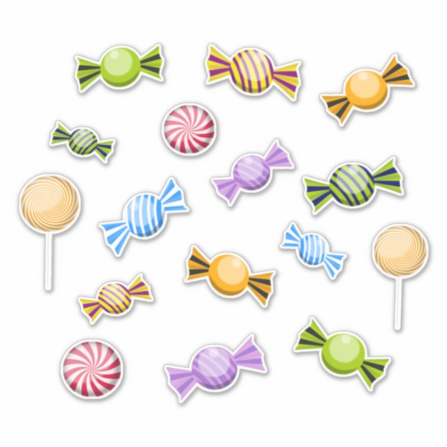Cute Colourful Halloween Candy Set of 16 Sticker (Front)