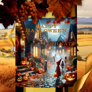Cute Colourful Halloween Treat  Wine Label