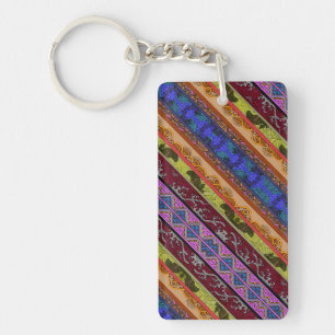 Cute colourful hand drawing key ring