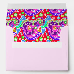 Cute colourful hand drawn pattern envelope