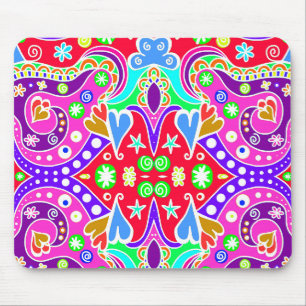 Cute colourful hand drawn pattern envelope mouse mat