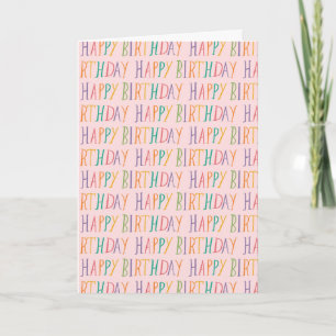 Cute Colourful Happy Birthday Handlettered Text Card