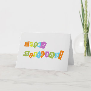 Cute Colourful Happy Birthday Text Design Card