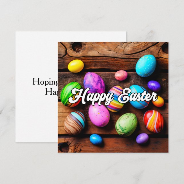 Cute Colourful Happy Easter Eggs Card (Front/Back)