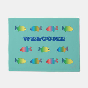 Cute Colourful Happy Fish Pattern Doormat