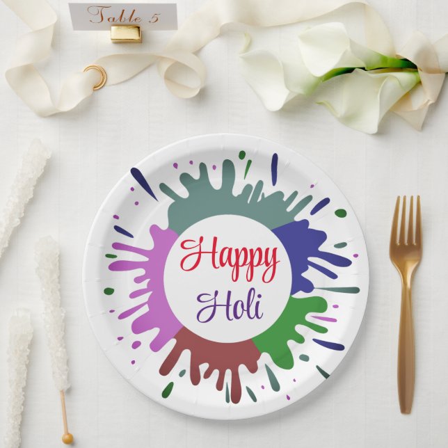 Cute Colourful Happy Holi paper plates (Wedding)