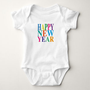 Cute Colourful Happy New Year Baby Bodysuit