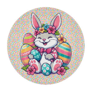 Cute, & colourful Hawaiian/tropical Easter bunny Cutting Board