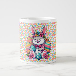 Cute,  & colourful Hawaiian/tropical Easter bunny Large Coffee Mug