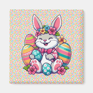 Cute, & colourful Hawaiian/tropical Easter bunny Magnet