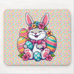 Cute, & colourful Hawaiian/tropical Easter bunny Mouse Mat