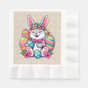 Cute, & colourful Hawaiian/tropical Easter bunny Napkin