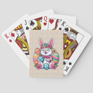 Cute, & colourful Hawaiian/tropical Easter bunny Playing Cards